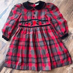 Vtg 90s plaid with velvet collar dress Size 4